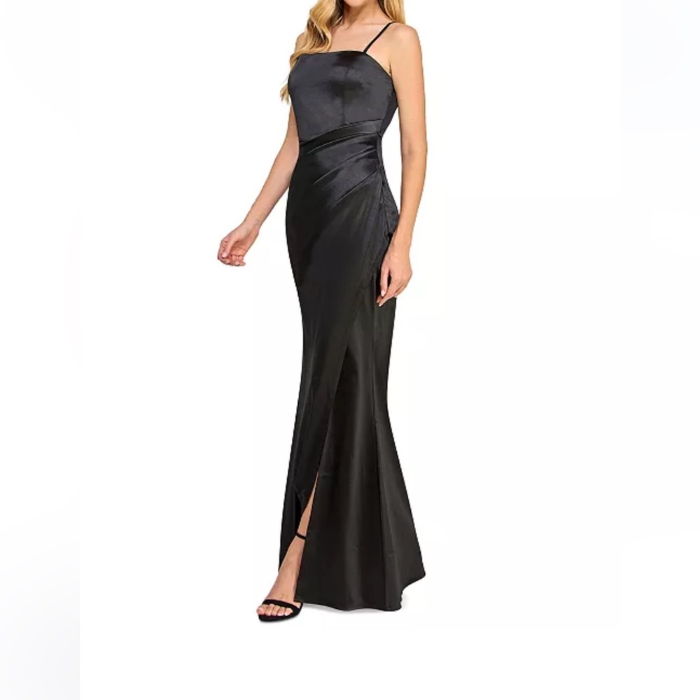 Black satin dress gown